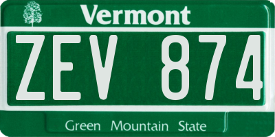 VT license plate ZEV874