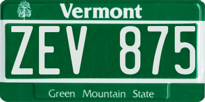 VT license plate ZEV875