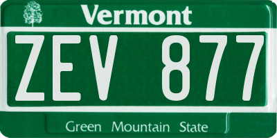VT license plate ZEV877