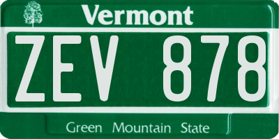 VT license plate ZEV878