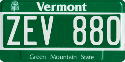 VT license plate ZEV880