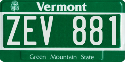 VT license plate ZEV881