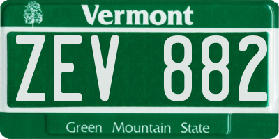 VT license plate ZEV882