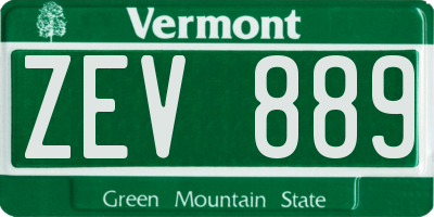 VT license plate ZEV889