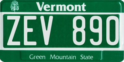 VT license plate ZEV890