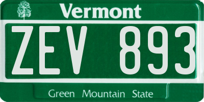VT license plate ZEV893