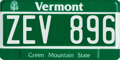 VT license plate ZEV896