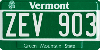 VT license plate ZEV903