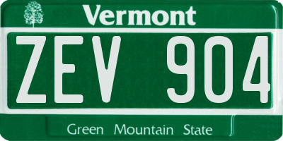 VT license plate ZEV904