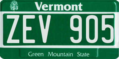 VT license plate ZEV905