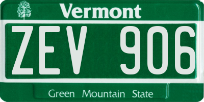 VT license plate ZEV906