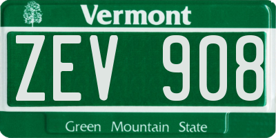 VT license plate ZEV908