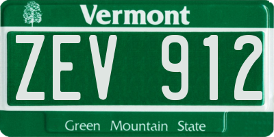 VT license plate ZEV912