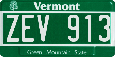VT license plate ZEV913
