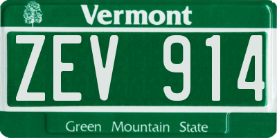 VT license plate ZEV914