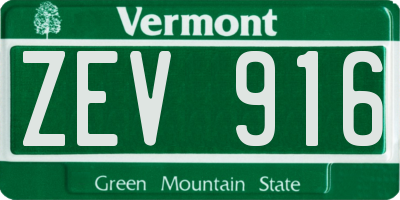 VT license plate ZEV916