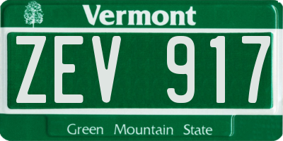 VT license plate ZEV917