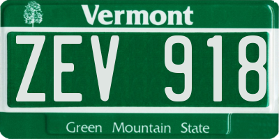 VT license plate ZEV918