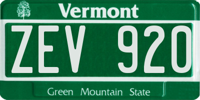 VT license plate ZEV920