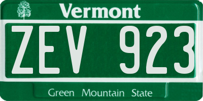 VT license plate ZEV923