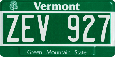 VT license plate ZEV927