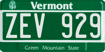VT license plate ZEV929