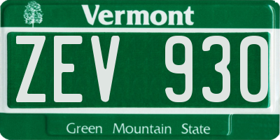 VT license plate ZEV930