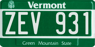 VT license plate ZEV931