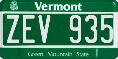 VT license plate ZEV935