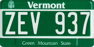 VT license plate ZEV937