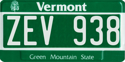 VT license plate ZEV938