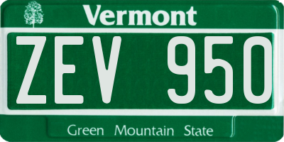 VT license plate ZEV950