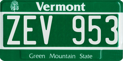 VT license plate ZEV953