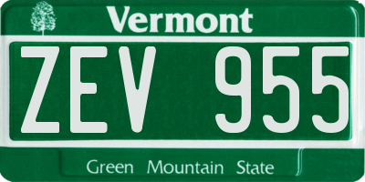 VT license plate ZEV955