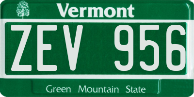 VT license plate ZEV956