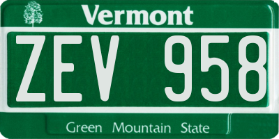 VT license plate ZEV958