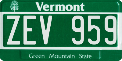 VT license plate ZEV959