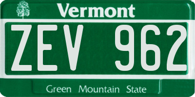 VT license plate ZEV962