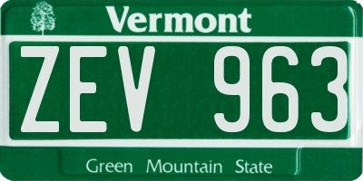 VT license plate ZEV963