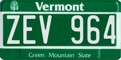 VT license plate ZEV964