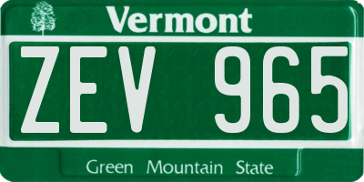VT license plate ZEV965