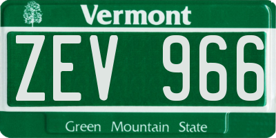 VT license plate ZEV966
