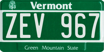 VT license plate ZEV967