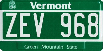 VT license plate ZEV968