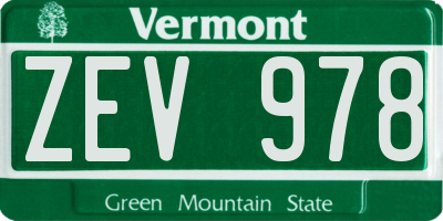 VT license plate ZEV978