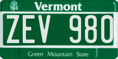 VT license plate ZEV980