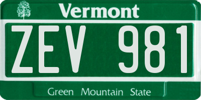 VT license plate ZEV981