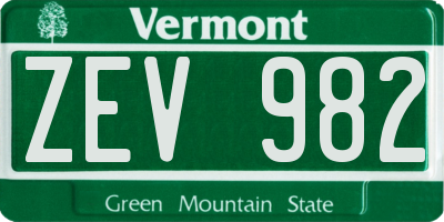VT license plate ZEV982