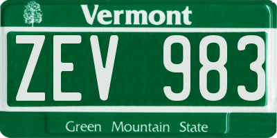 VT license plate ZEV983