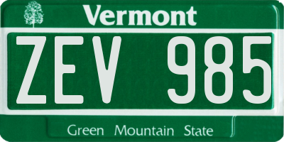 VT license plate ZEV985